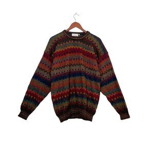 Vintage Norm Thompson Alpaca Wool Sweater Colorful Striped Men’s Size M